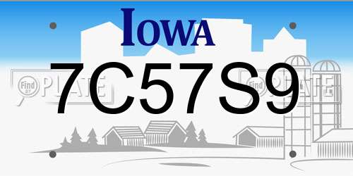 7C57S9 Iowa License Plate