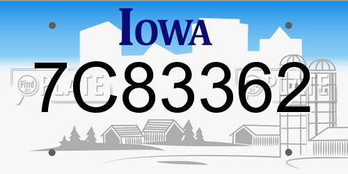 7C83362 Iowa License Plate