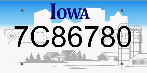 7C86780 Iowa License Plate