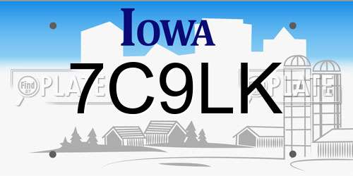 7C9LK Iowa License Plate