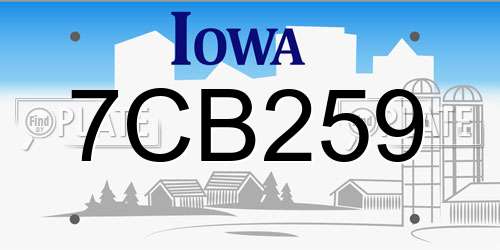 7CB259 Iowa License Plate