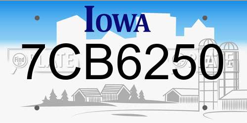 7CB6250 Iowa License Plate