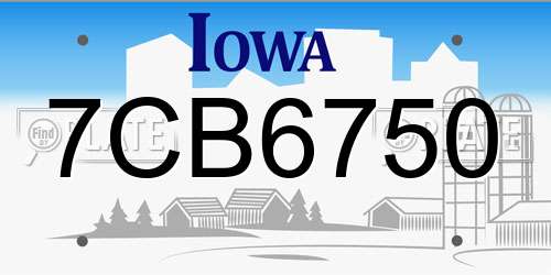 7CB6750 Iowa License Plate