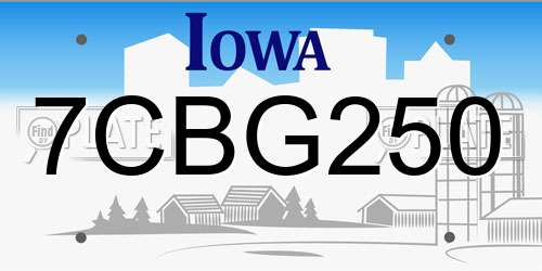 7CBG250 Iowa License Plate