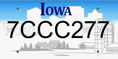 7CCC277 Iowa License Plate