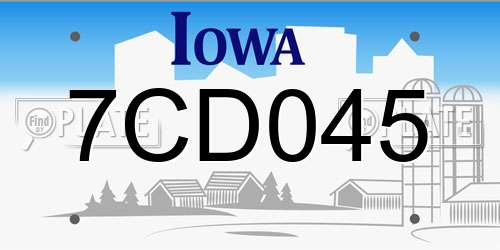 7CD045 Iowa License Plate