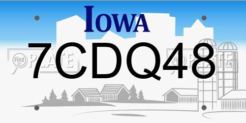 7CDQ48 Iowa License Plate