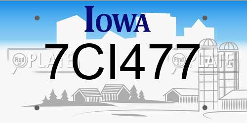 7CI477 Iowa License Plate