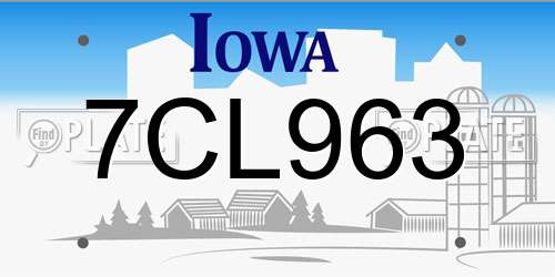 7CL963 Iowa License Plate