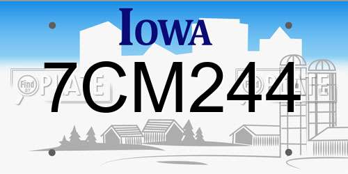 7CM244 Iowa License Plate