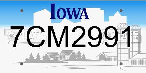 7CM2991 Iowa License Plate