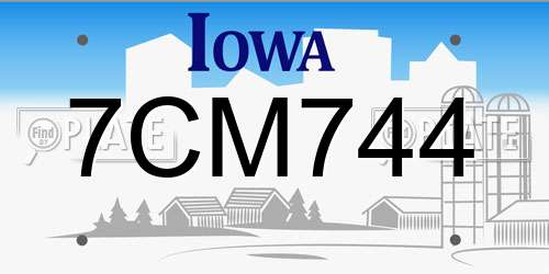 7CM744 Iowa License Plate