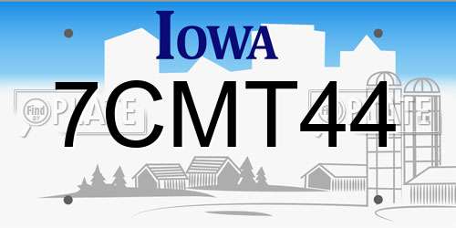 7CMT44 Iowa License Plate