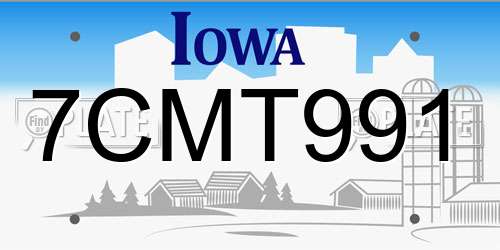 7CMT991 Iowa License Plate