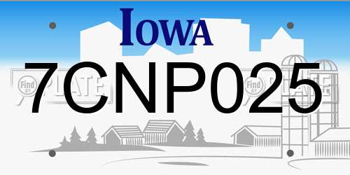 7CNP025 Iowa License Plate
