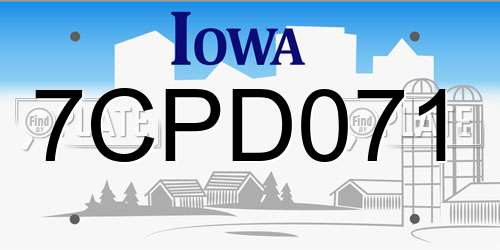 7CPD071 Iowa License Plate