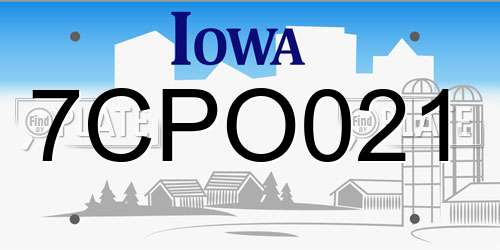 7CPO021 Iowa License Plate