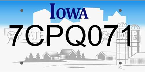 7CPQ071 Iowa License Plate