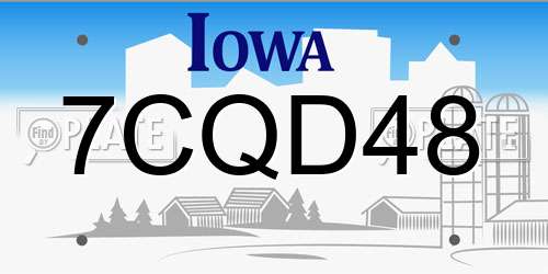 7CQD48 Iowa License Plate