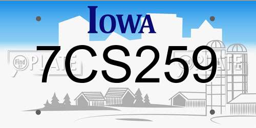 7CS259 Iowa License Plate