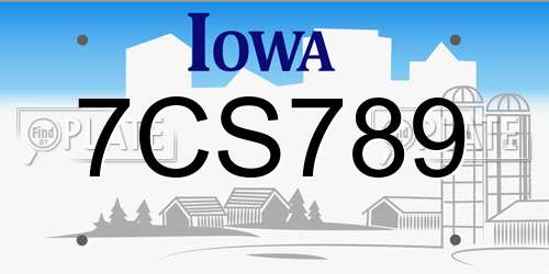 7CS789 Iowa License Plate