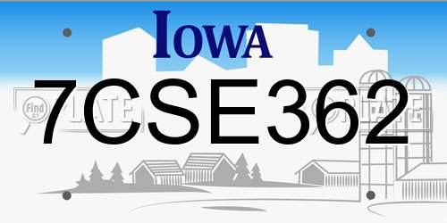 7CSE362 Iowa License Plate