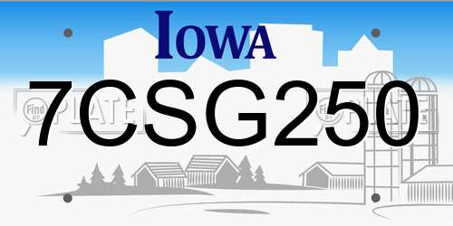 7CSG250 Iowa License Plate