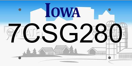 7CSG280 Iowa License Plate