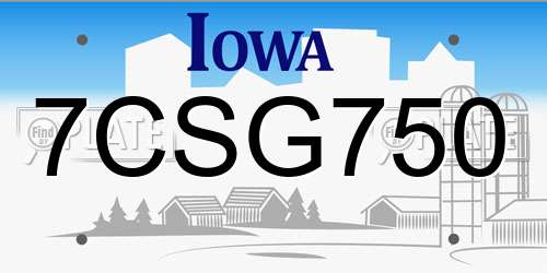 7CSG750 Iowa License Plate