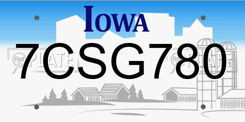 7CSG780 Iowa License Plate