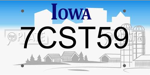7CST59 Iowa License Plate
