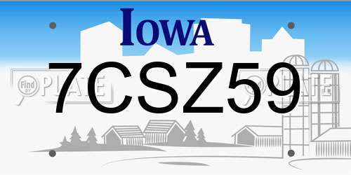 7CSZ59 Iowa License Plate