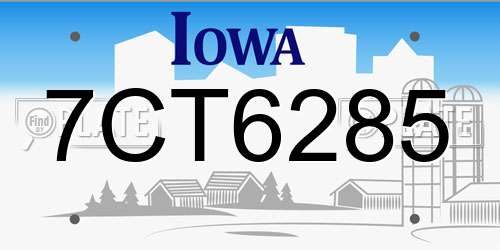 7CT6285 Iowa License Plate