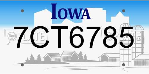 7CT6785 Iowa License Plate