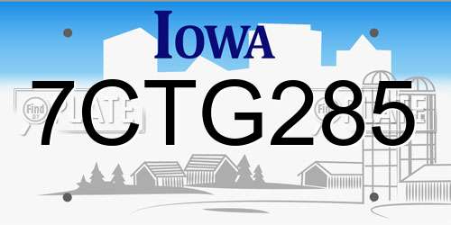 7CTG285 Iowa License Plate