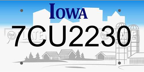 7CU2230 Iowa License Plate