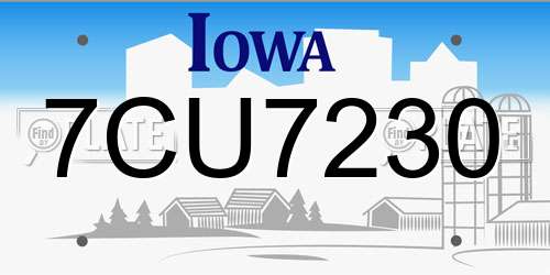 7CU7230 Iowa License Plate