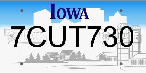 7CUT730 Iowa License Plate