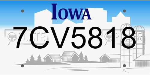 7CV5818 Iowa License Plate