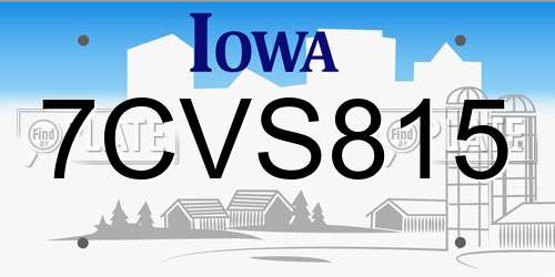 7CVS815 Iowa License Plate