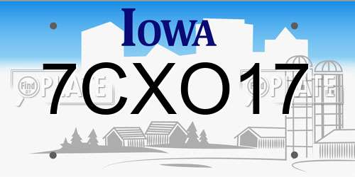7CXO17 Iowa License Plate