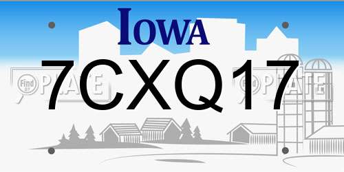 7CXQ17 Iowa License Plate