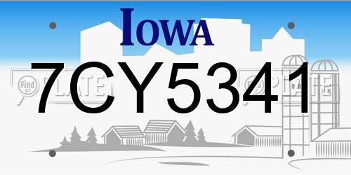 7CY5341 Iowa License Plate