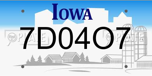 7D04O7 Iowa License Plate