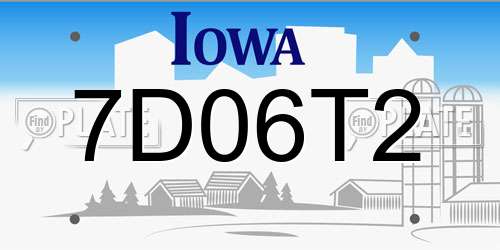 7D06T2 Iowa License Plate