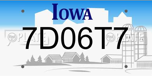 7D06T7 Iowa License Plate