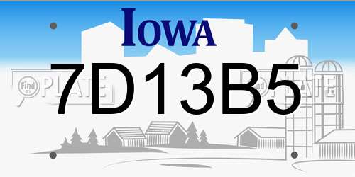 7D13B5 Iowa License Plate