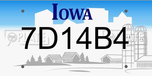 7D14B4 Iowa License Plate