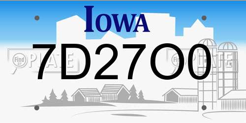 7D27O0 Iowa License Plate