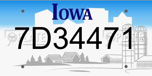 7D34471 Iowa License Plate